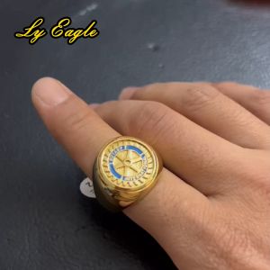 Ly Eagle High-Quality High Polished Stainless Steel Rotary Club Logo Ring