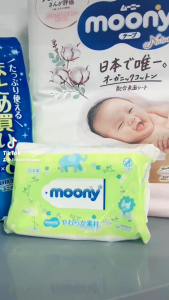 Combo khăn ướt MOONY Nhật Bản 8 gói x 76 tờ/ thùng 32 gói hàng chính hãng