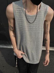 Heavyweight Textured 230g Mens Summer American Sports Basketball Sleeveless Vest Underwear T-Shirt Shoulder Pad Casual Wear