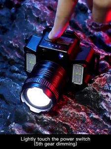 Headlight Flashlight Multifunctional Xpe Cob Head Flashlight Rechargeable Zoom LED Light Flashlight Waterproof Original Camping Running Hiking Outdoors Night Fishing Headlight for Head