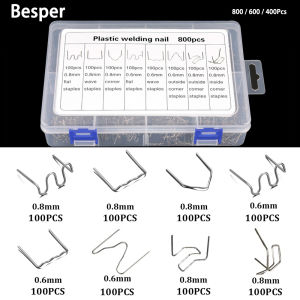 Besper 400/600/800Pcs Cut Wave Staples Hot Stapler Plastic Repair Standard Pre Cut Hot Staples Electric Soldering