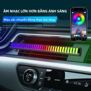 Đèn LED RGB 24 Bóng Điều Khiển Bằng Âm Thanh Kẹp Cửa Gió Ô Tô Đèn Tạo Không Khí Theo Nhịp Điệu Giọng Nói Điều Khiển Bằng Ứng Dụng Dùng Làm Máy Khuếch Tán Mùi Hương Ô Tô
