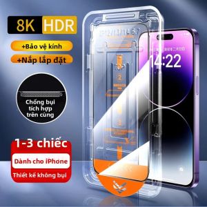 Miếng Dán Màn Hình Kính Phủ Chống Dầu Cho iPhone 16/15/14/13/12/11 Pro Max Plus Mini XS XR - Không Bụi Dễ Dán Chống Xước
