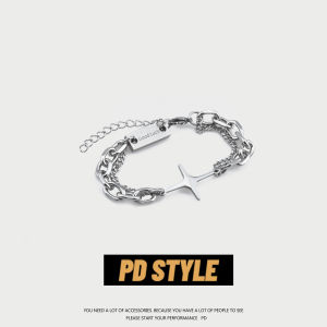 Double Layer Cross Cuban Bracelet & Minimalist Design Titanium Steel Fashion Jewelry