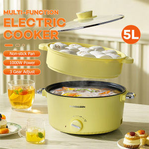 5L Electric Cooker 1000W Multifunctional Big Capacity Electric Cooking Pot Electric Rice Cooker Adjustable Heat Non-stick Hot Pot 28CM Electric Frying Pan