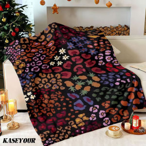 Beast Kingdom | Night Floral Leopard Mix Winter Summer Flannel Blanket Throw Fleece Soft Fuzzy Plush Cozy Fleece Blankets for Sofa Ideal Gifts