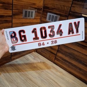 Plat Mobil acrilic crom merah premium 3D