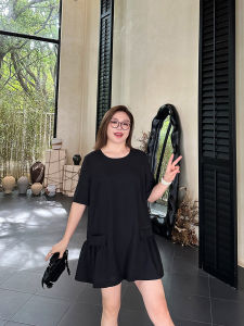 plus Size Cotton Linen T-Shirt Summer Style Pocket Design Loose Fit Slimming Belly Covering A-Line Top for Women over 200 Pounds