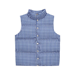 Áo Khoác Vest Kẻ Caro Cổ Đứng Cao Cấp Cho Nữ Áo Khoác Ngoài Mùa Thu Đông Áo Khoác Cotton Pha Polyester Thường Ngày