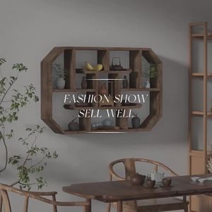 Solid Wood Wall Mounted Display Shelf Storage Bookshelf