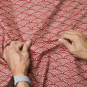 ผ้าคอตต้อน 100% ลายคลื่นทะเลสไตล์ญี่ปุ่น หน้ากว้าง 65 นิ้ว ผ้าเมตร ผ้าหลา