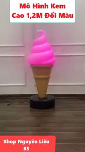 Mô Hình Cây Kem Ốc Quế Cao 12m Đèn Đổi Màu có điều khiển từ xa trang trí cửa hàng kemtrà sữacafe(Sẵn Hàng)