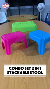 MAXONIC COMBO SET 2 IN 1 STACKABLE HEAVY DUTY STOOL | RECTANGULAR ANTI-SLIP STOOL | BANGKU PLASTIK TAHAN KUAT