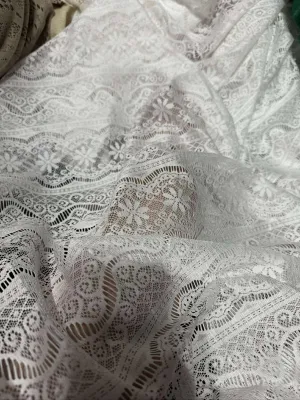 Vải Ren chỉ ko zãn Trắng tinh 40 k /1 m khổ 1m5🍀🍀