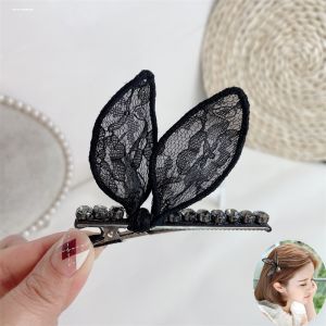 Kẹp Tóc Tai Thỏ Ren Thủ Công Có Nơ Bướm Viền Kim Cương Kẹp Tóc Dễ Thương Cho Bé Gái Phụ Kiện Tóc Thời Trang Phong Cách Hàn Quốc