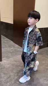 Terno for Kids Boy Cool Fashion polo trousers unique printed outfit comfy fabric 1-5yrs old C36