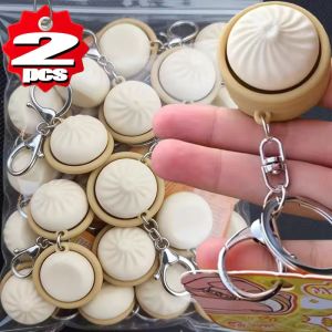 1/2Pcs New Cartoon Steamed Stuffed Bun Pinch Toy Clicker Keychain Keyboard Fidget Toy Anxiety Relief & Focus Boost at Work Travel Home