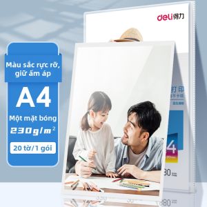 deli | Giấy In Ảnh Mầu Phun Glossy Matte Backed