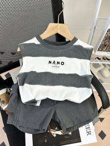 Baby Boy Summer Stripe Outfit Two-Piece Set Cotton Casual Wear Comfortable Breathable Clothing for Infants And Toddlers