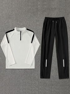 Track And Field Running Training Suit Men Women Autumn Winter Sports Exam Competition Fast Dry Half Zipper Long Pants Set