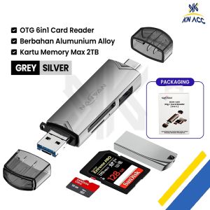 [KN ACC] OTG 6IN1 USB CARD READER MICRO / TYPE C NVN-CR3 ALUMUNIUM ALLOY