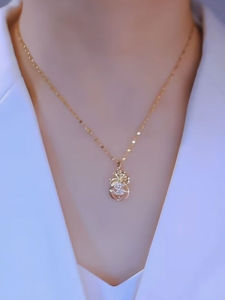 Dây Chuyền Thép Titan Phong Cách Nữ Thanh Lịch Đầy May Mắn Toàn Bộ Khoan Dây Chuyền Xương Đòn Trang Sức Thời Trang Mới