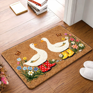 VIKAMA Spring Floral Duck Doormat Non-Slip Washable Stain-Resistant Floor Mat for Front Door Home Decor