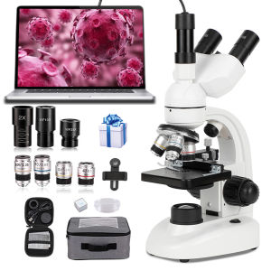 Children primary and secondary school students three eyes biological microscope high-definition look at bacteria boy birthday