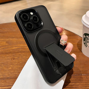 Luxury Fold Stand Magnetic Defender Case for iPhone 16 15 14 Plus 13 12 11 Pro Max For Magsafe Wireless Charge Matte Armor Cover