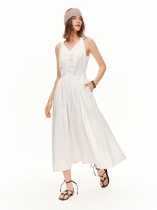 DUSHU | Sleeveless Slimming Halter Waist-cinching Dress