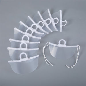 20PCS Clear Plastic Catering Mask Hotel Beauty Chef Waiter Mask Reusable Visible Splash Proof Mask