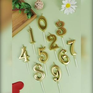 Gratis Ongkir - Birthday Candle Number / Lilin Ulang Tahun Bentuk Angka 0-9 Warna Gold Rosegold