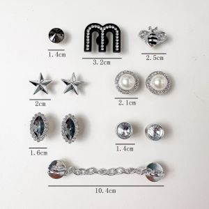 12Pcs Crocs Jibbitz Charms High-end Diamond Inlaid Pearls Butterfly Shoe Buckle Detachable Shoe Chain Decoration for Crocs