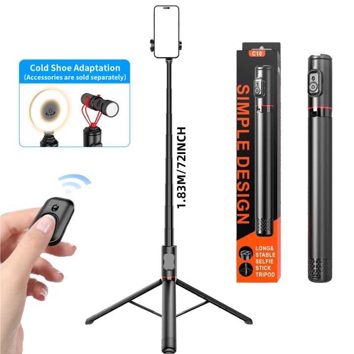 1830mm Wireless Selfie Stick Tripod with Remote Portable Tripod