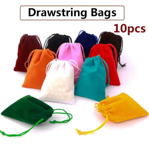10pcs Drawstring Velvet Red Drawstring Bags Jewelry Storage Present Packaging Bags for Wedding Gift Packing Bags
