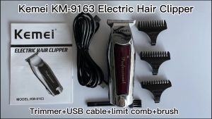 Mesin Cukuran Rambut Listrik Tanpa Kabel KEMEI KM-9163 / Hair Clipper Alat Cukur Jenggot dan Kumis Pria Elektrik Charger Komplit Shaver KM KEMEI 9163 - Hair Clipper Rambut Hair Trimmer / Cukuran Rambut 1 Set - FAMOUS STAR SHOP