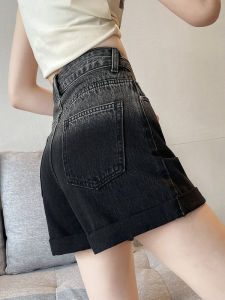 กางเกงขาสั้นผ้ายีนส์ทรงเอเอวสูงทรงเข้ารูปสำหรับผู้หญิงในช่วงฤดูร้อน กางเกงขายาวทรงสี่เหลี่ยมเล็กๆ ทรงเข้ารูปแบบใหม่
