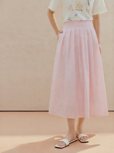 INMAN | French Pleated Midi A-Line Skirt