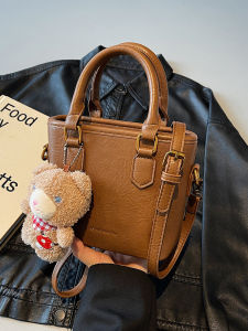 Retro Malden Bucket Bag Womens Handbag Commuter Shoulder Crossbody Bag Soft Handle Zipper Closure Casual Pure Color PU Leather