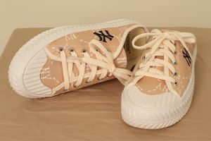 Giày sục nữ M.L.B Ny [ SALE SỐC ] Giày đạp gót vải canvas thêu màu đen-tan Ulzzang mẫu hotrend - Full box