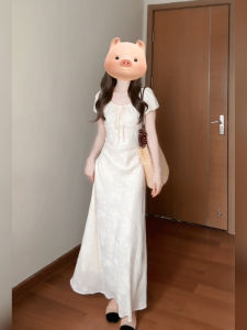 Xzy Plus Size Ladies French Elegance White Jacquard Dress Womens Summer Gentle Tea Break Dress