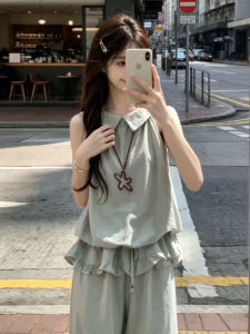 SENWA | Korean Style Sleeveless Top Wide Leg Pants Women Summer 2PC Set