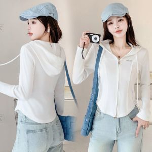 มีฮู้ด คาร์ดิเกน เสื้อสเว็ตเชิ้ต สลิมฟิต ความยาวสั้น แขนยาวบาง ฤดูใบไม้ผลิ 2024 New Style Double ซิป เสื้อแจ็คเก็ต เสื้อท่อนบน ผู้หญิง แฟชั่น