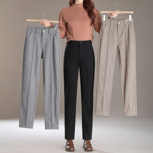 กางเกงฮาเร็มผู้หญิงหนาปานกลางฤดูใบไม้ร่วงและฤดูหนาว ทรงหลวม สวมใส่สบาย ทรงหลวม กางเกงขายาวทรงสลิมฟิต