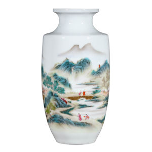 Vại Hoa Sứ Đồ Họa Cảnh Buồm Bè Vẽ Tay