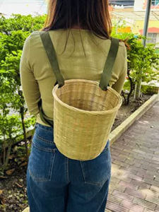 Adjustable Shoulder Strap Bamboo Woven Basket Small Children Crossbody Bag Strong Load Bearing Dual Shoulder Slant Carry Pouch