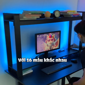 Kệ bàn học kiêm kệ màn hình TOPV decor bàn làm việc giá sách để đồ 2 tầng tủ gỗ trang trí đựng sách mini