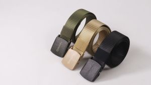 Ikat Pinggang Pria Tactical Anti Xray Plastik Canvas Non Metal Automatic Buckle Hitam