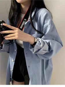 plus Size Womens Casual Versatile Loose Shirt Jacket 300 Pounds Lazy Style Autumn Outerwear Slimming Solid Color Outer Layer