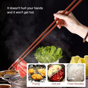 2 Pairs Wooden Chinese ChopsticksExtra Long Wenge Wood Hot Pot ChopsticksReusable Japanese Wooden Chopsticks For Hot Pot